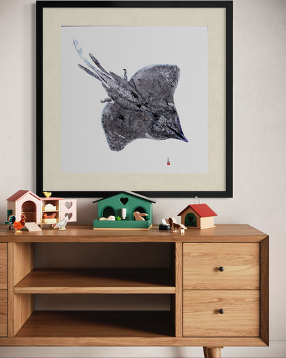 Longnose Skate: Contemporary Fine Art Gyotaku Print -- Reproduction