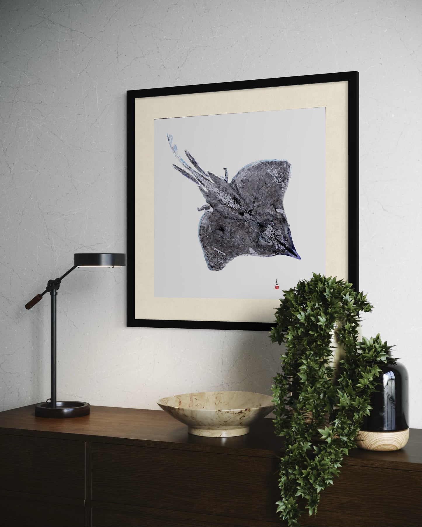 Longnose Skate: Contemporary Fine Art Gyotaku Print -- Reproduction