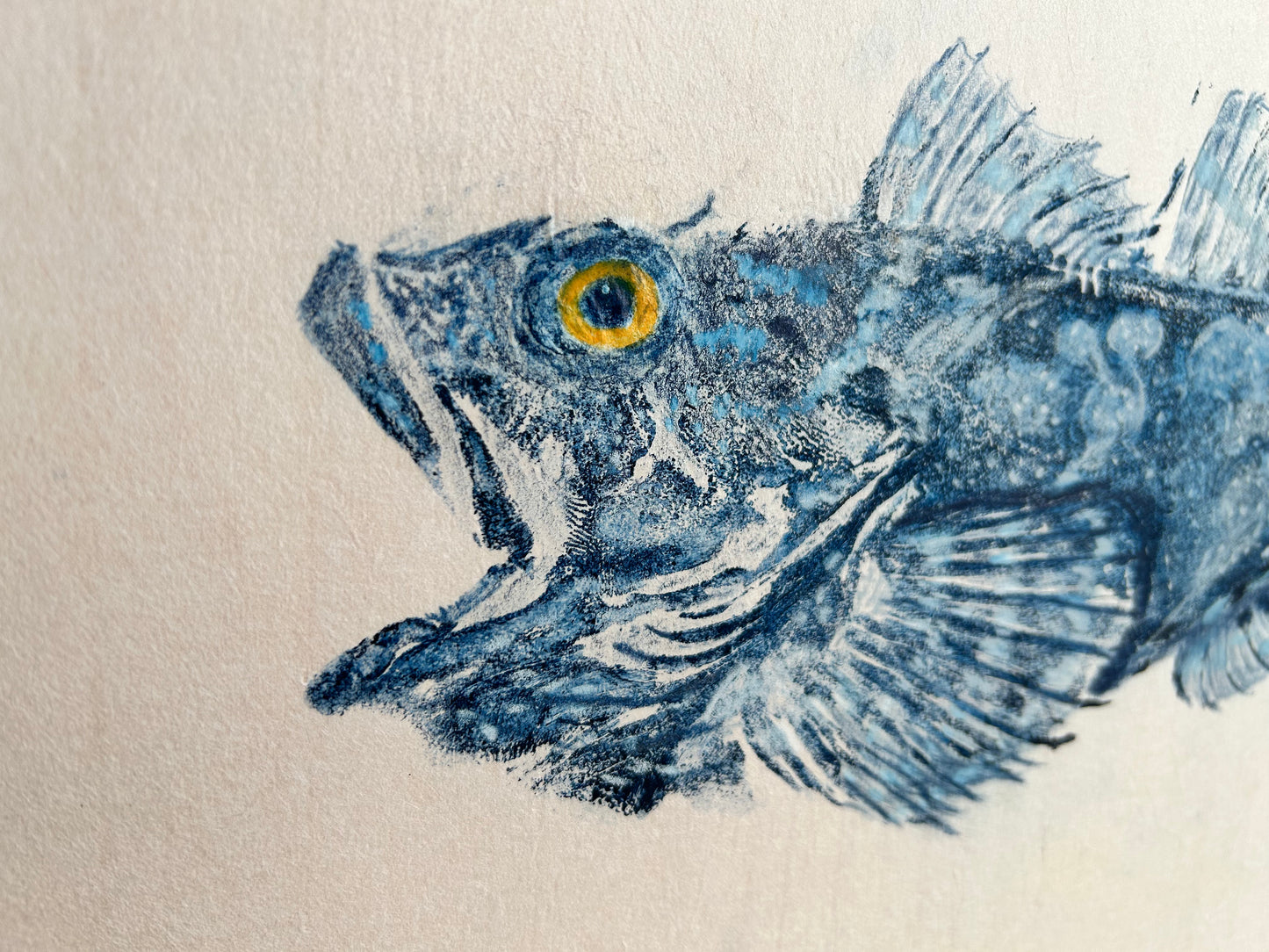 Juvenile Cabezon: Original Contemporary Fine Art Gyotaku Print