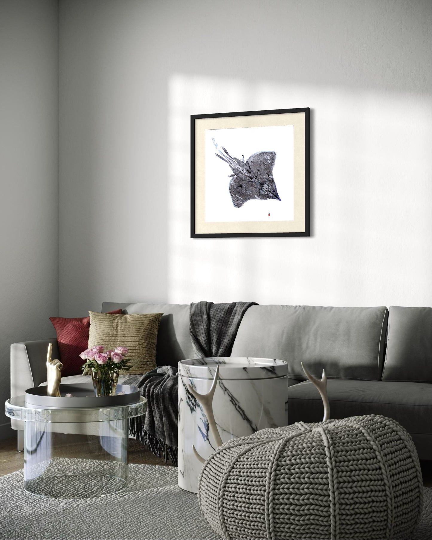 Longnose Skate: Contemporary Fine Art Gyotaku Print -- Reproduction