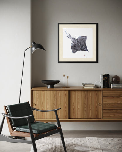 Longnose Skate: Contemporary Fine Art Gyotaku Print -- Reproduction
