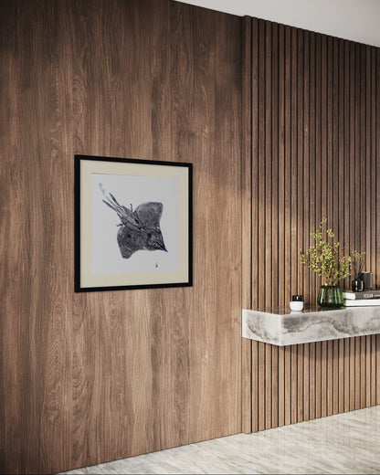 Longnose Skate: Contemporary Fine Art Gyotaku Print -- Reproduction