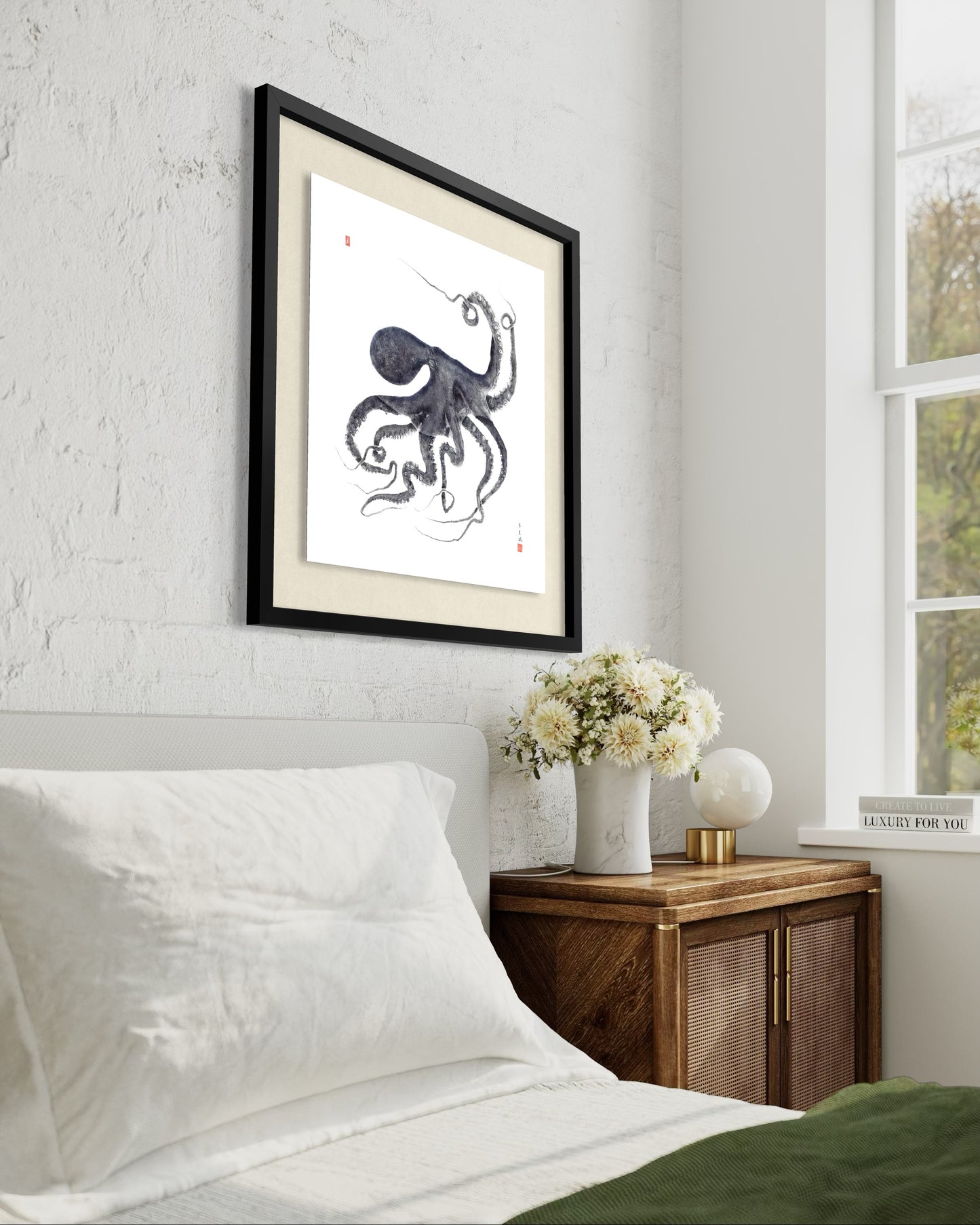 Octopus Conductor: Contemporary Fine Art Gyotaku Print -- Reproduction