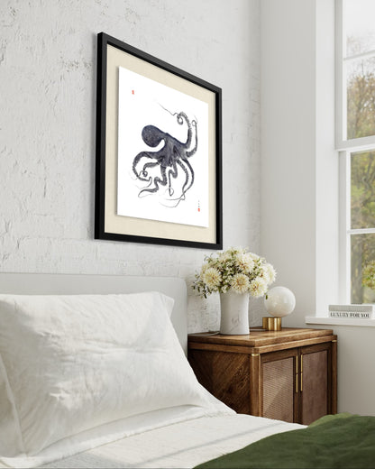Octopus Conductor: Contemporary Fine Art Gyotaku Print -- Reproduction