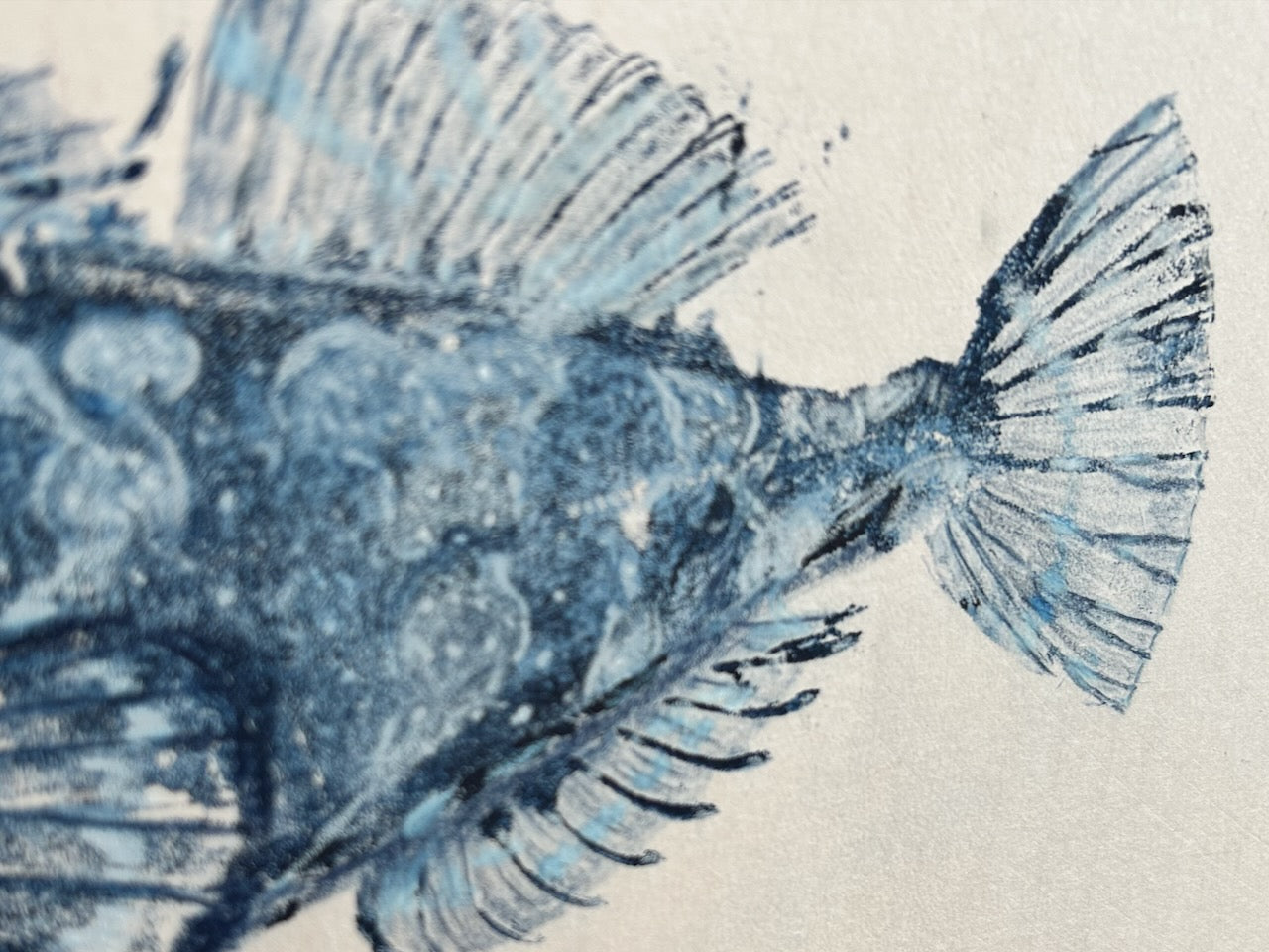 Juvenile Cabezon: Original Contemporary Fine Art Gyotaku Print