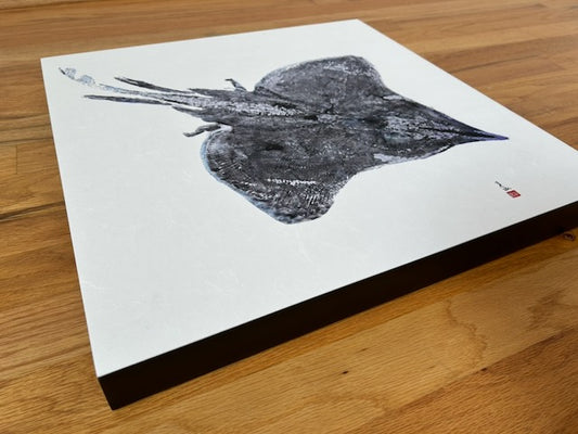 Long Nose Skate: Contemporary Fine Art Gyotaku Print -- Reproduction on panel