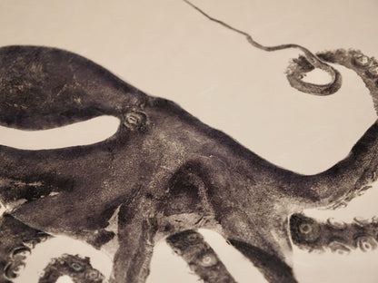 Octopus Conductor: Contemporary Fine Art Gyotaku Print -- Reproduction on panel