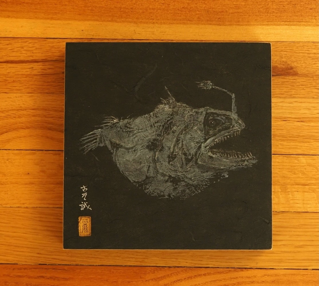 Deep Sea Anglerfish: Original Contemporary Fine Art Gyotaku Print