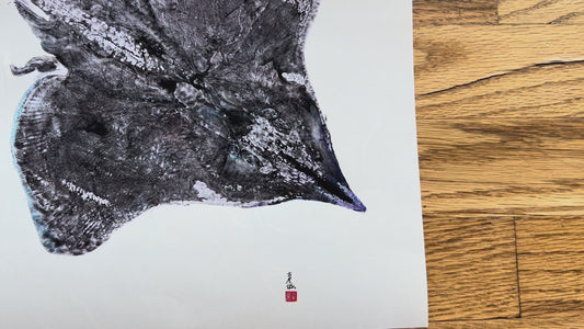 Longnose Skate: Contemporary Fine Art Gyotaku Print -- Reproduction
