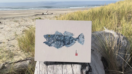 Juvenile Cabezon: Original Contemporary Fine Art Gyotaku Print