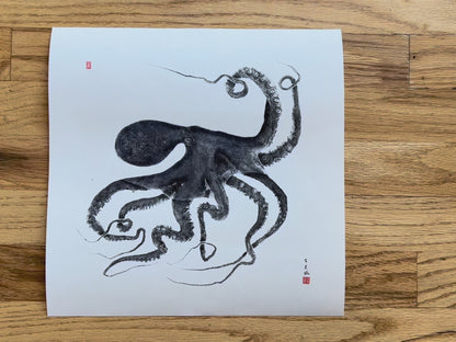 Octopus Conductor: Contemporary Fine Art Gyotaku Print -- Reproduction
