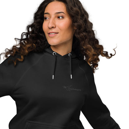 Unisex eco raglan hoodie - Longnose Skate Gyotaku