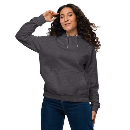 Unisex eco raglan hoodie - Longnose Skate Gyotaku