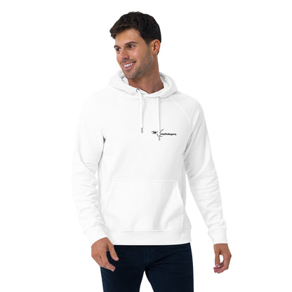 Unisex eco raglan hoodie - Longnose Skate Gyotaku