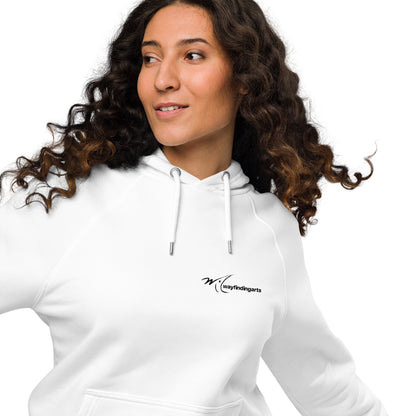 Unisex eco raglan hoodie - Longnose Skate Gyotaku
