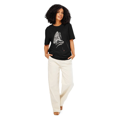 Unisex organic ribbed neck t-shirt - Thresher Shark Dorsal Gyotaku