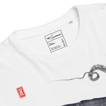 Unisex organic ribbed neck t-shirt: Octopus Conductor Gyotaku