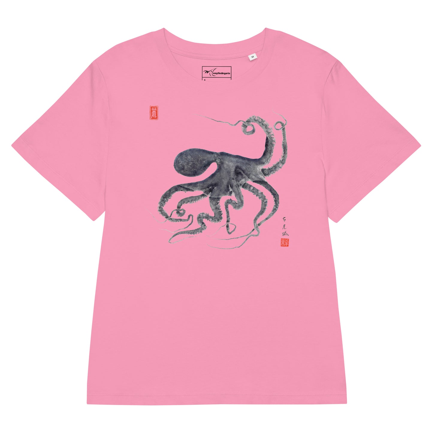 Women’s organic ribbed neck t-shirt: Octopus Conductor Gyotaku