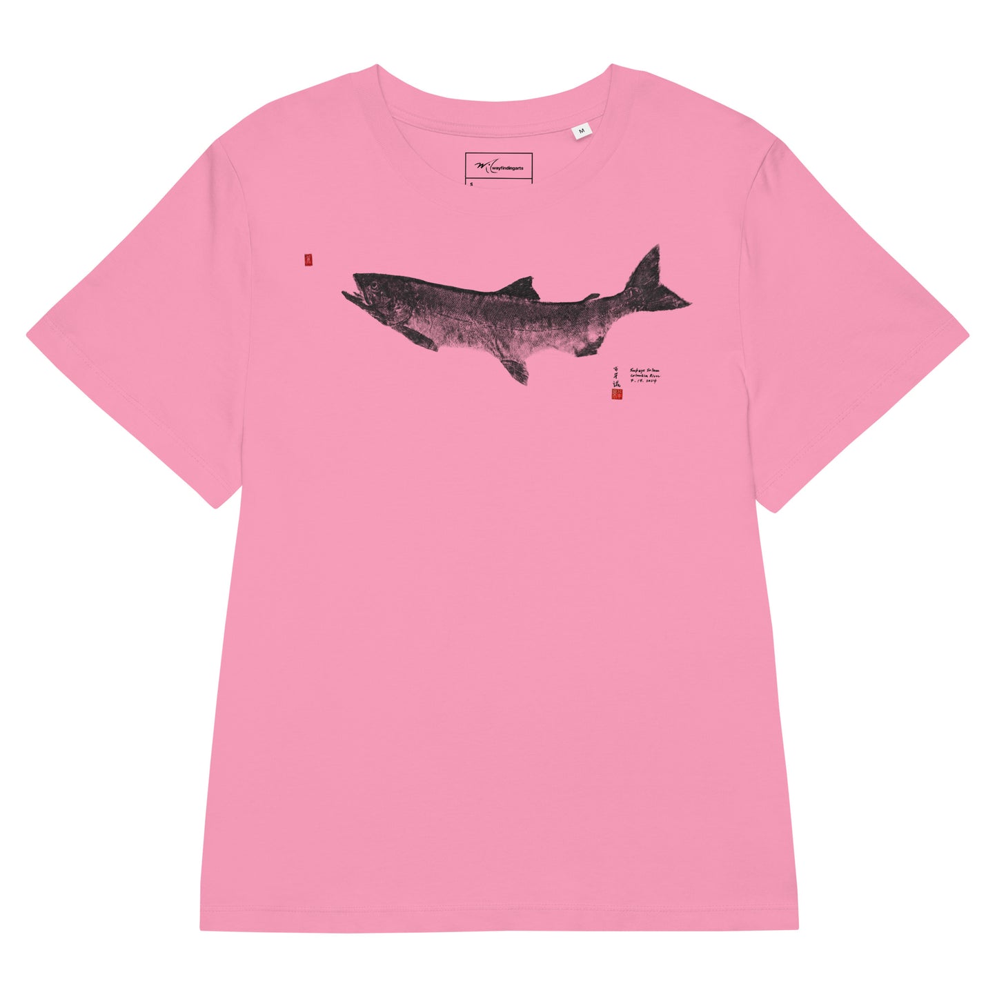 Women’s organic ribbed neck t-shirt: Chinook Salmon Gyotaku