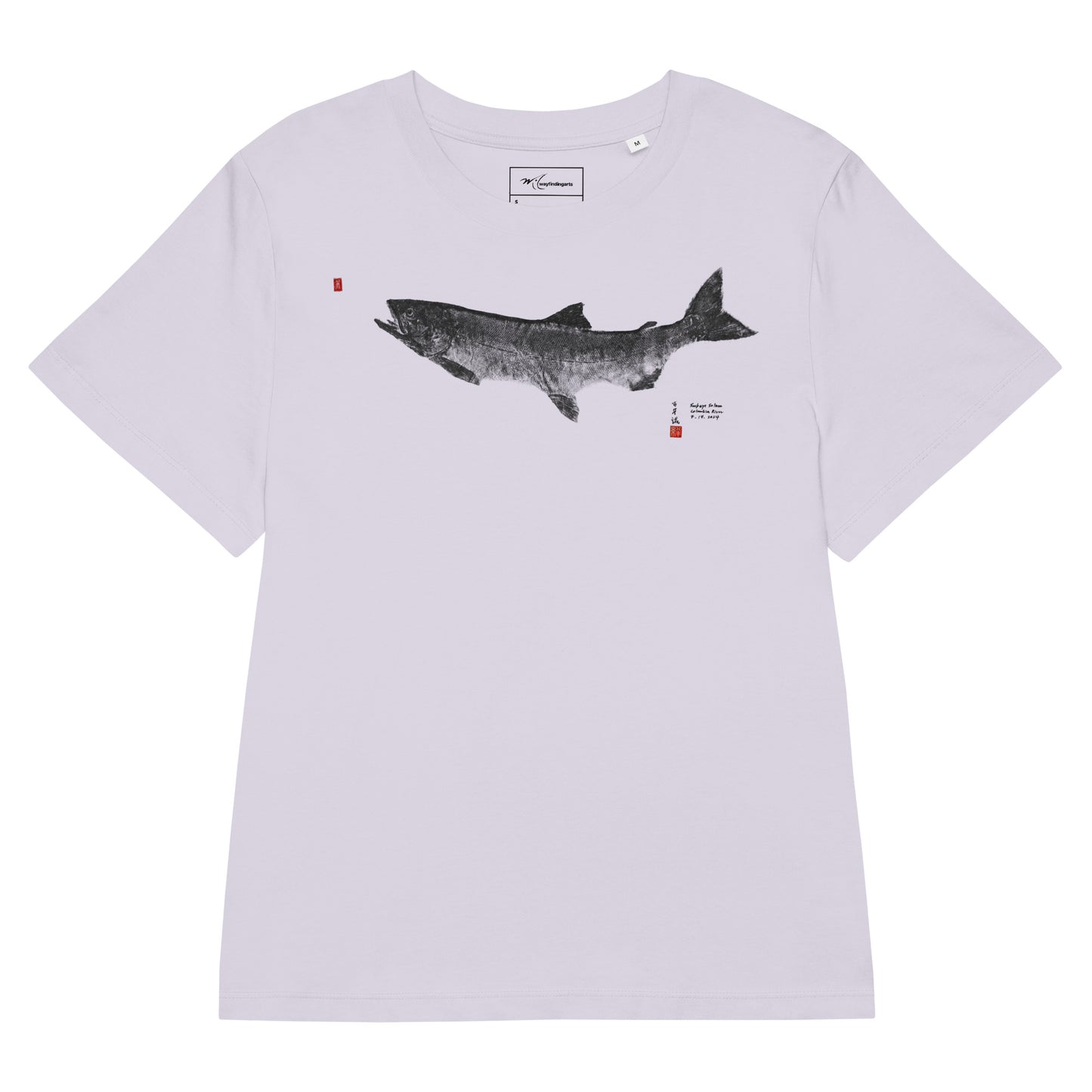 Women’s organic ribbed neck t-shirt: Chinook Salmon Gyotaku